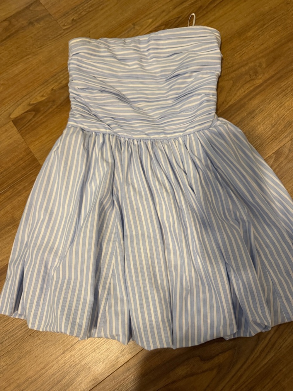 Hollister Light Blue and White Striped Strapless dress